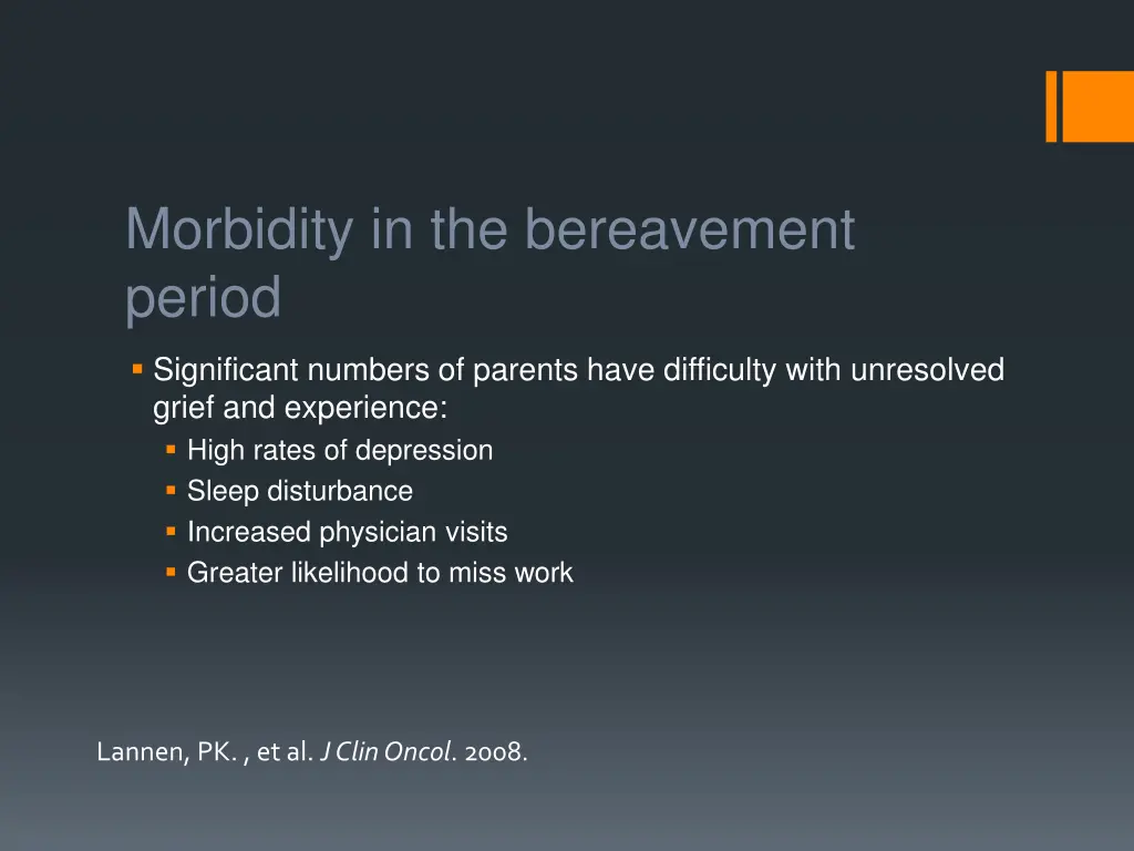 morbidity in the bereavement period