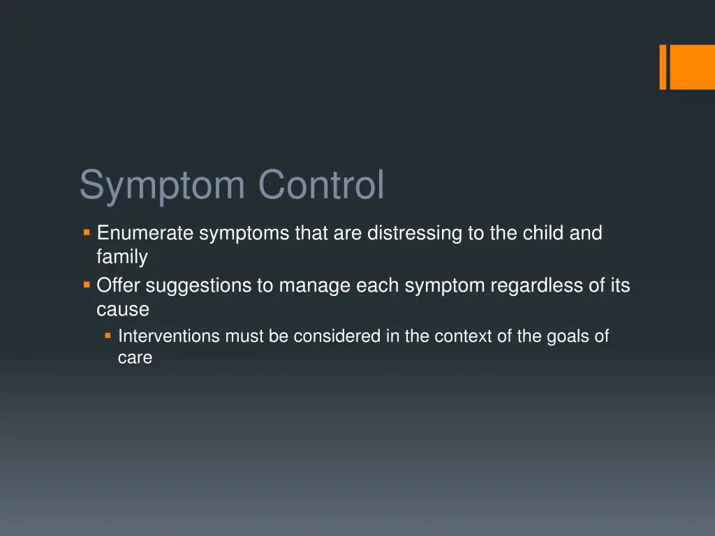 symptom control
