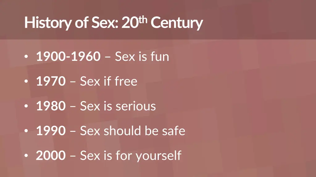 history of sex 20 th century