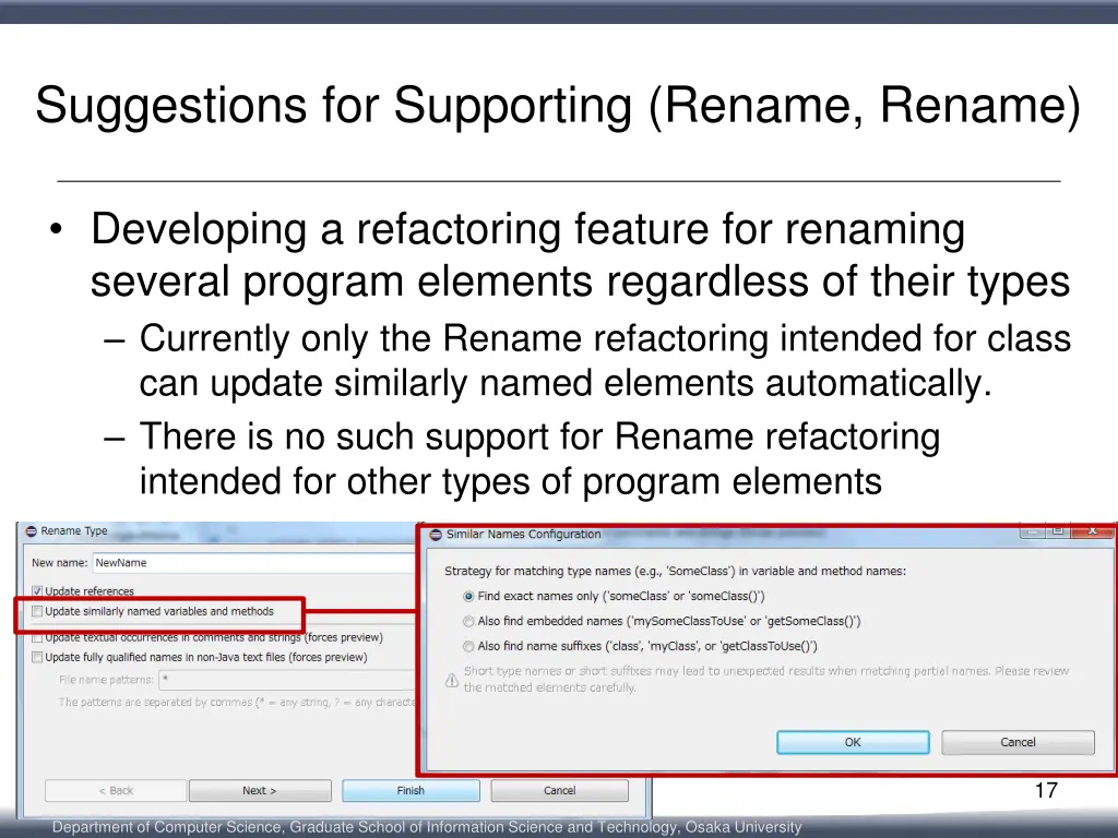suggestions for supporting rename rename