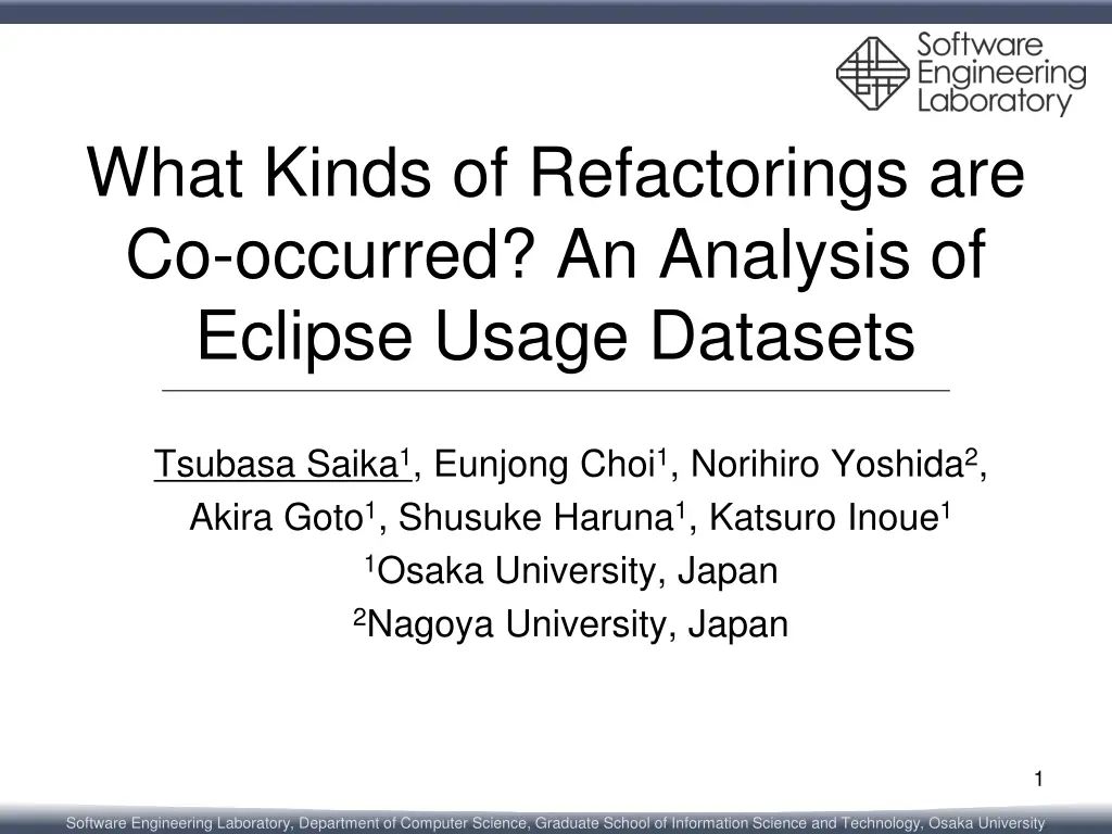 what kinds of refactorings are co occurred