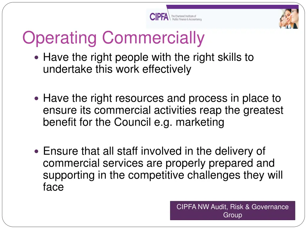 operating commercially have the right people with