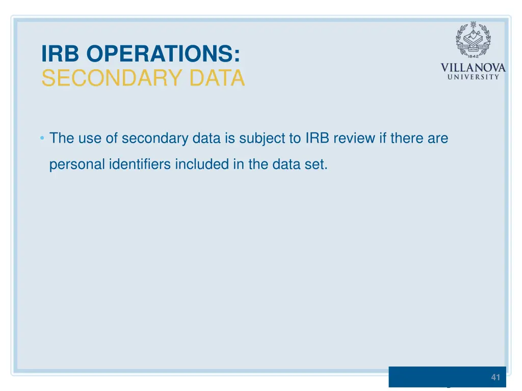 irb operations secondary data