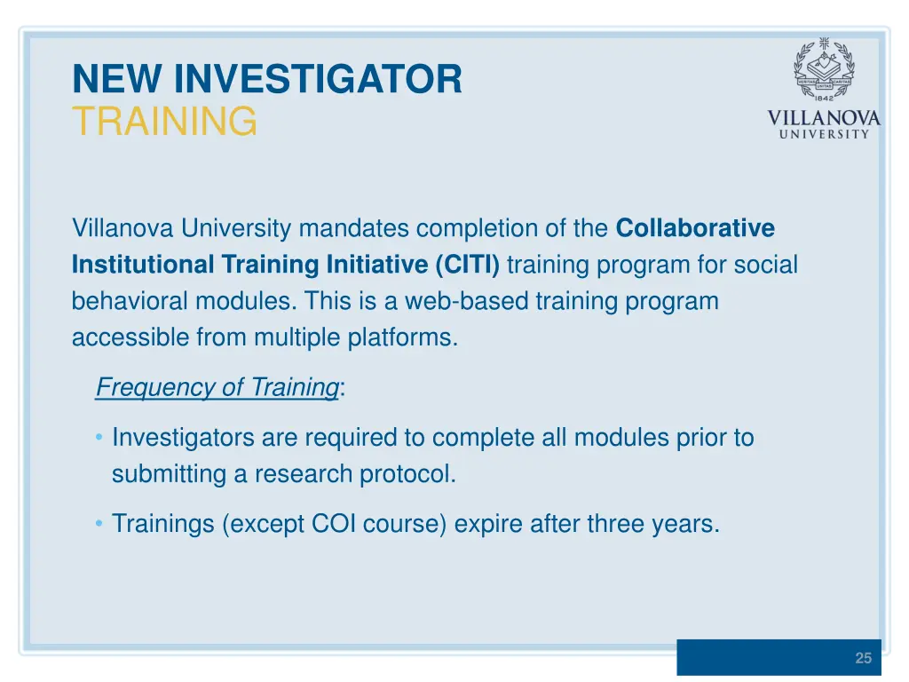new investigator training