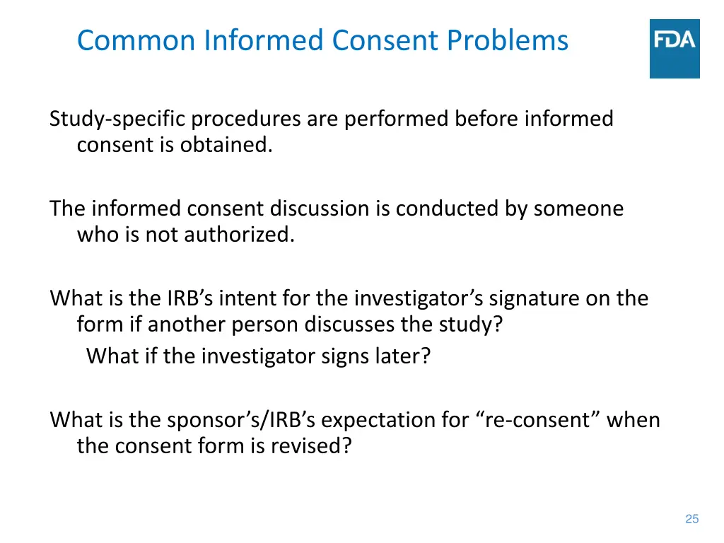 common informed consent problems