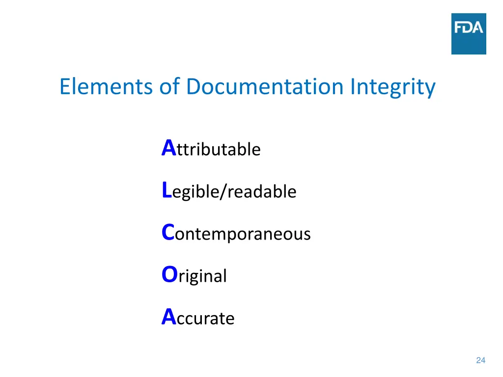 elements of documentation integrity