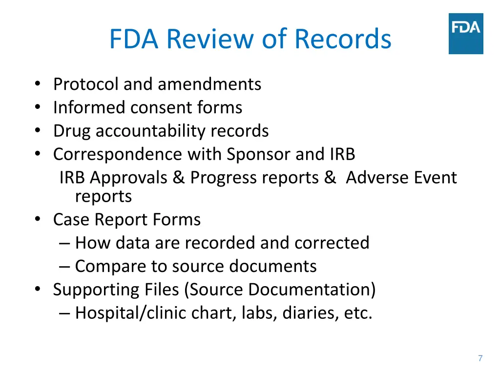 fda review of records