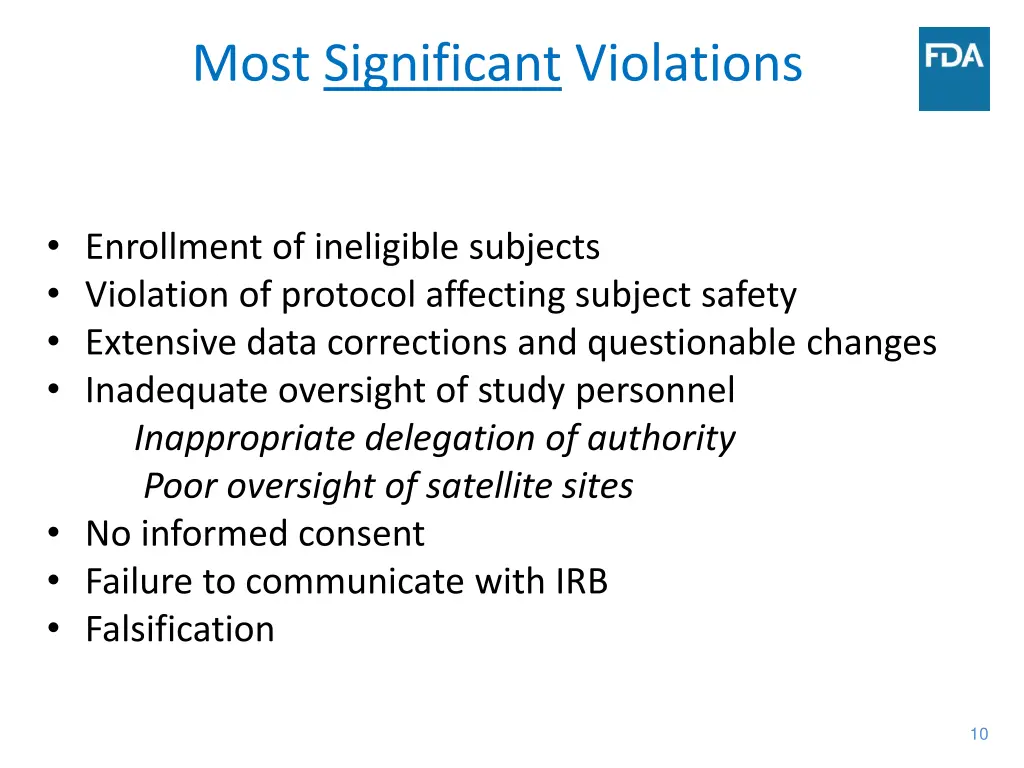 most significant violations