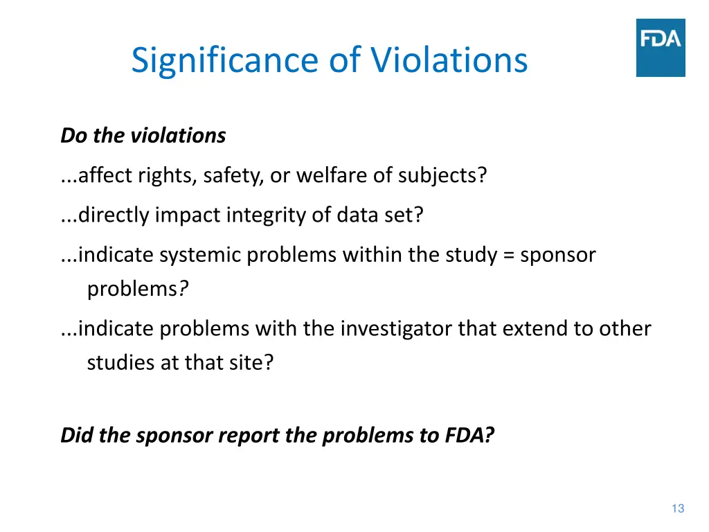 significance of violations