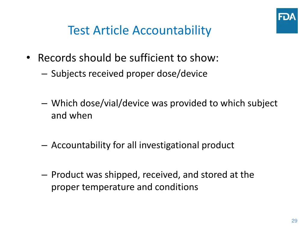 test article accountability