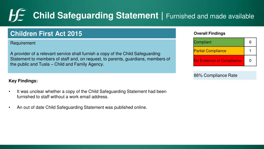 child safeguarding statement furnished and made