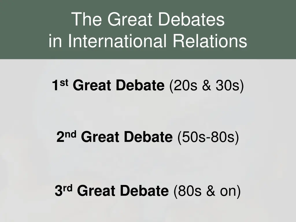 the great debates in international relations