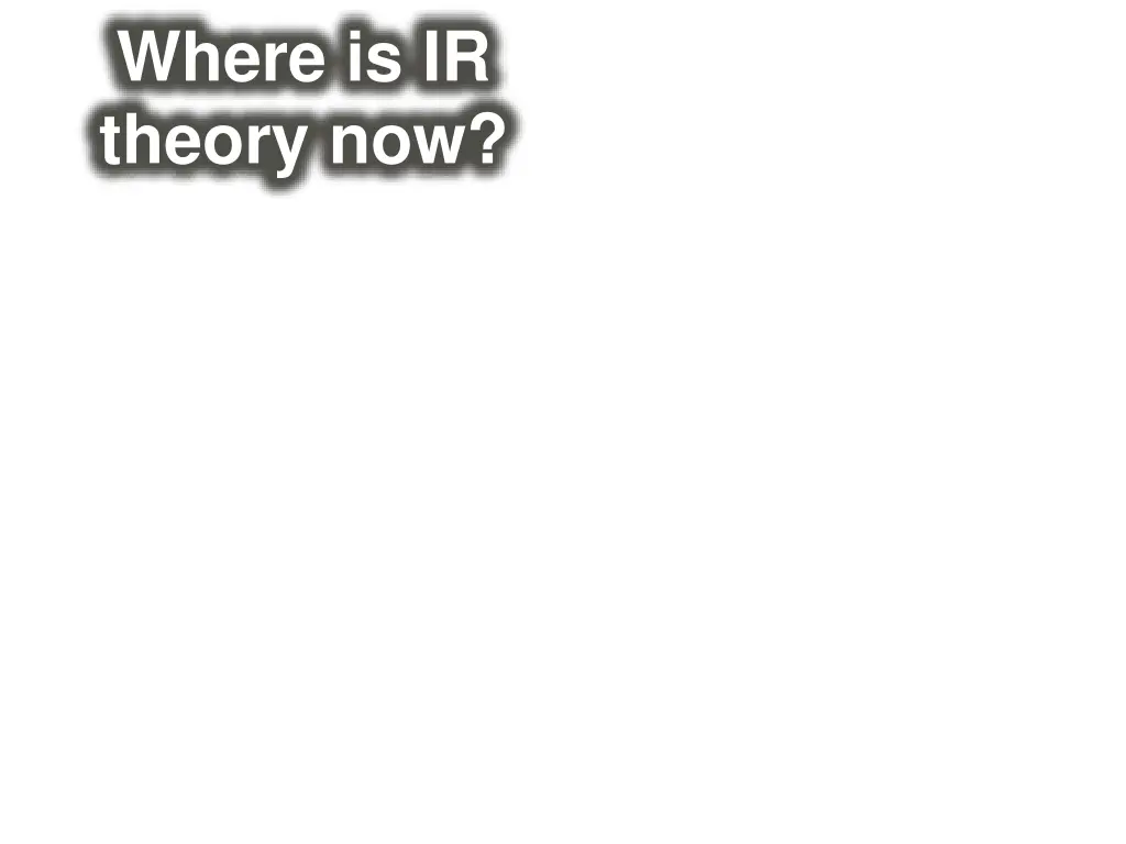 where is ir theory now