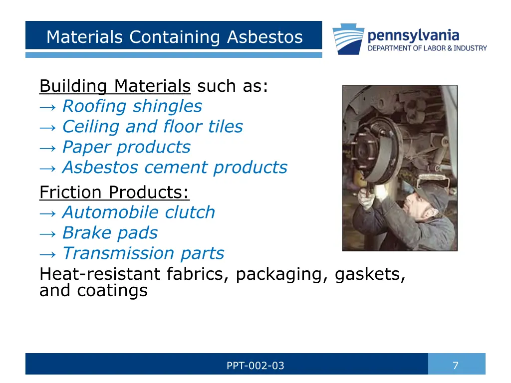 materials containing asbestos