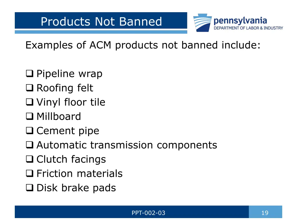 products not banned