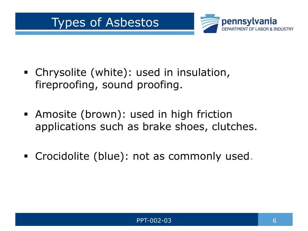 types of asbestos