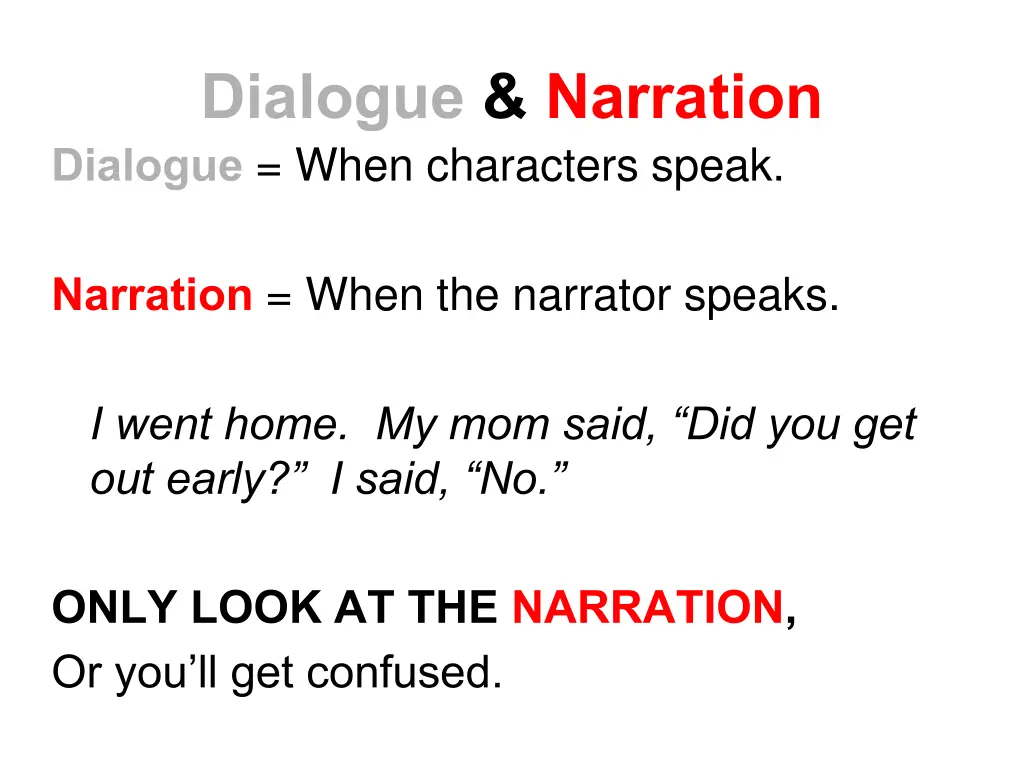 dialogue narration dialogue when characters speak