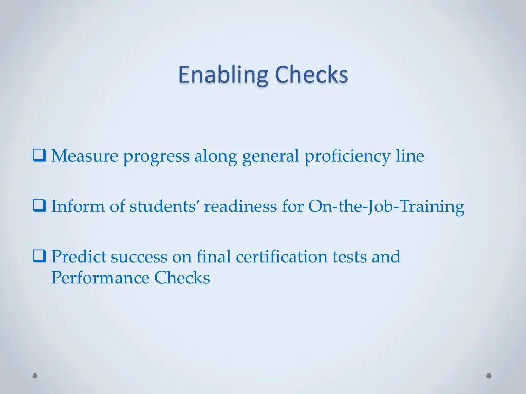 enabling checks