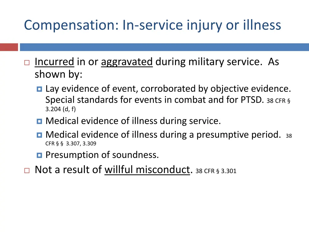 compensation in service injury or illness