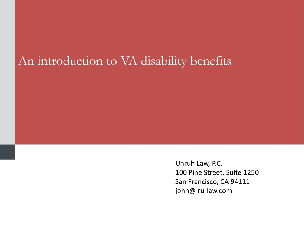 introduction to benefits for veterans with