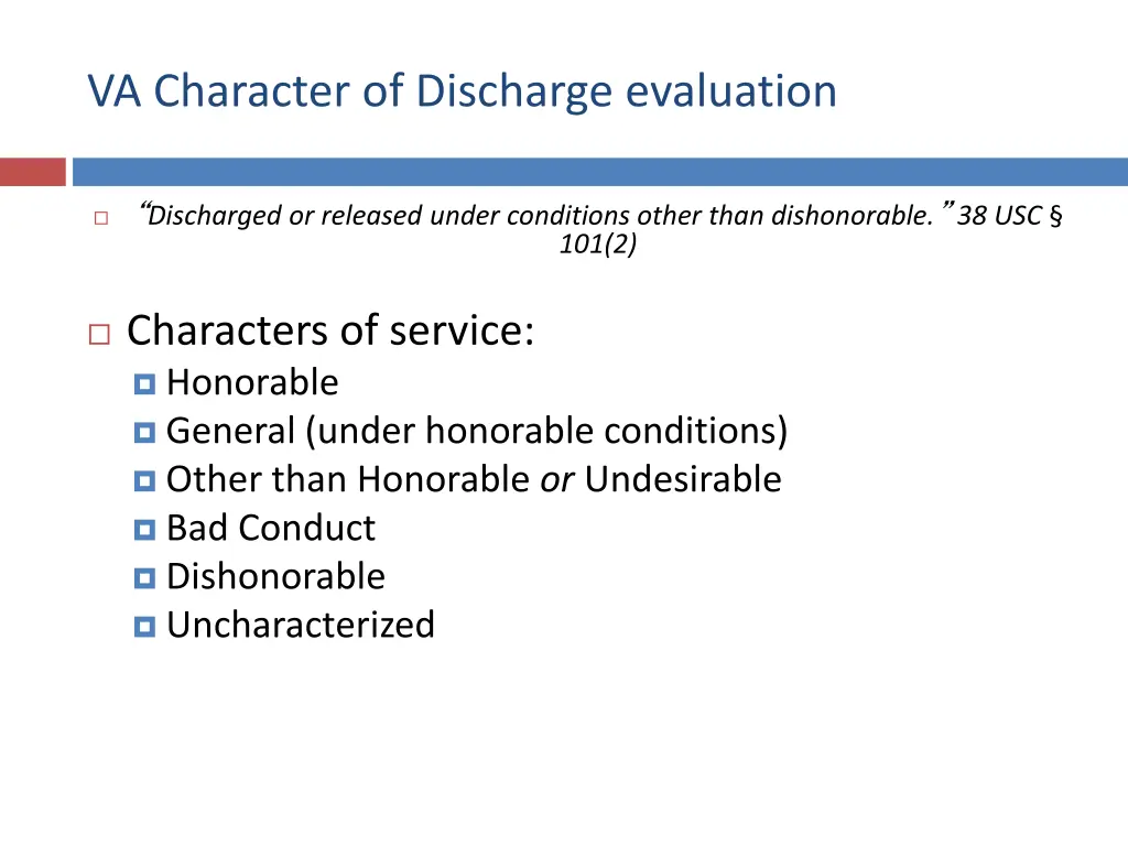 va character of discharge evaluation