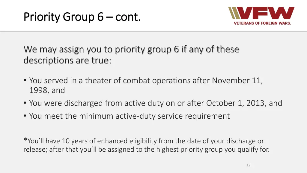priority group 6 priority group 6 cont