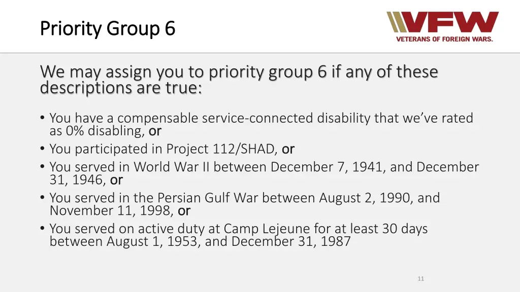 priority group 6 priority group 6