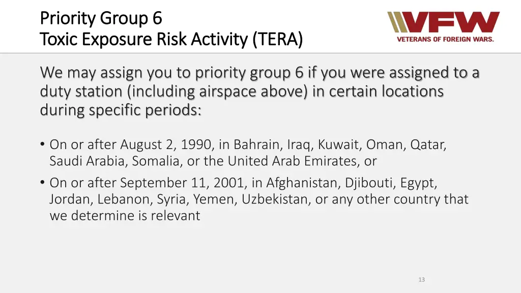 priority group 6 priority group 6 toxic exposure