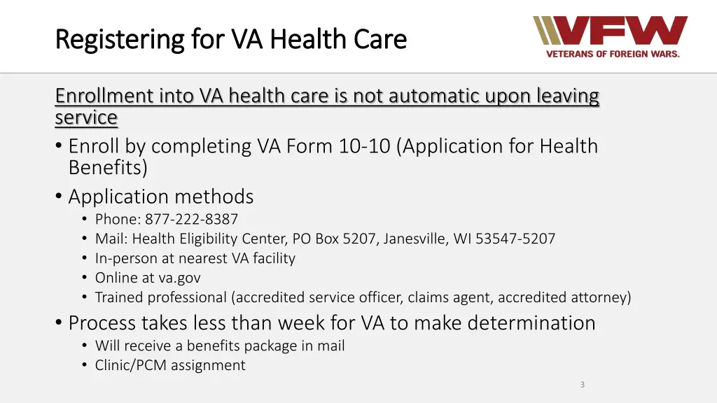 registering for va health care registering
