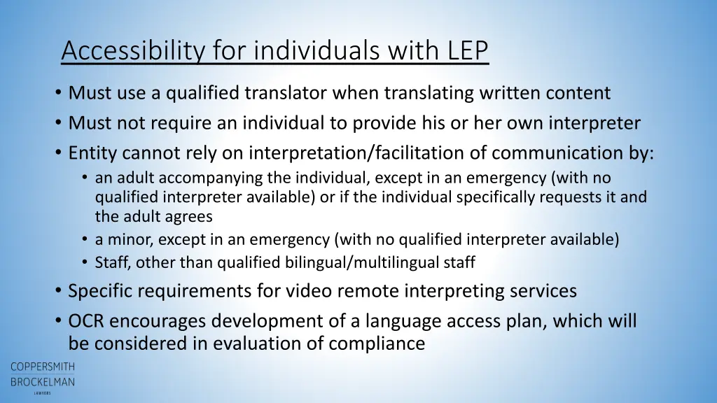 accessibility for individuals with lep