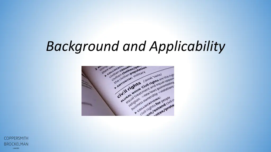 background and applicability