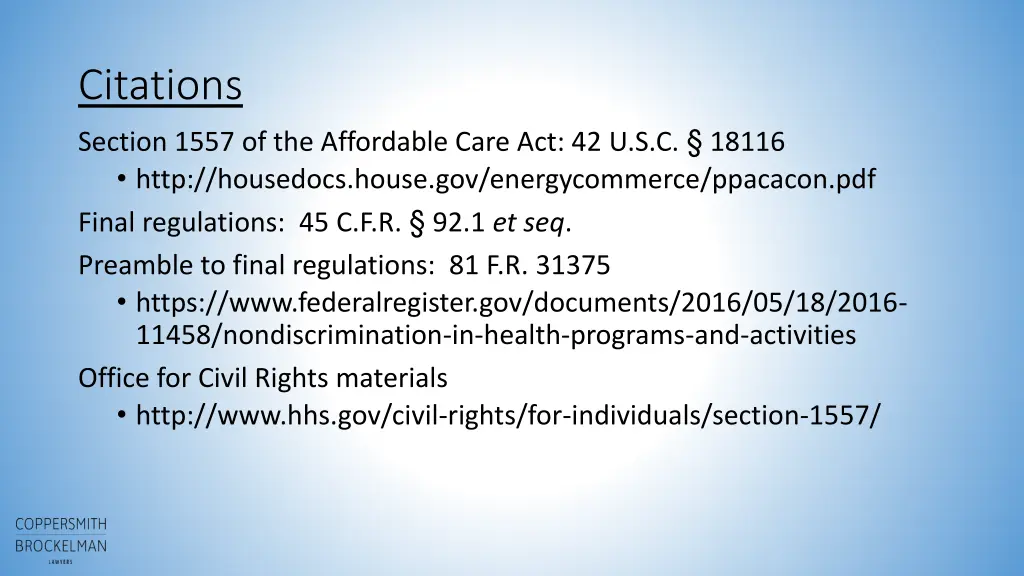 citations section 1557 of the affordable care