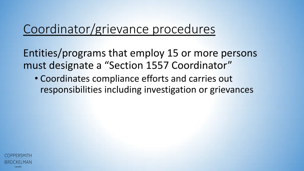 coordinator grievance procedures