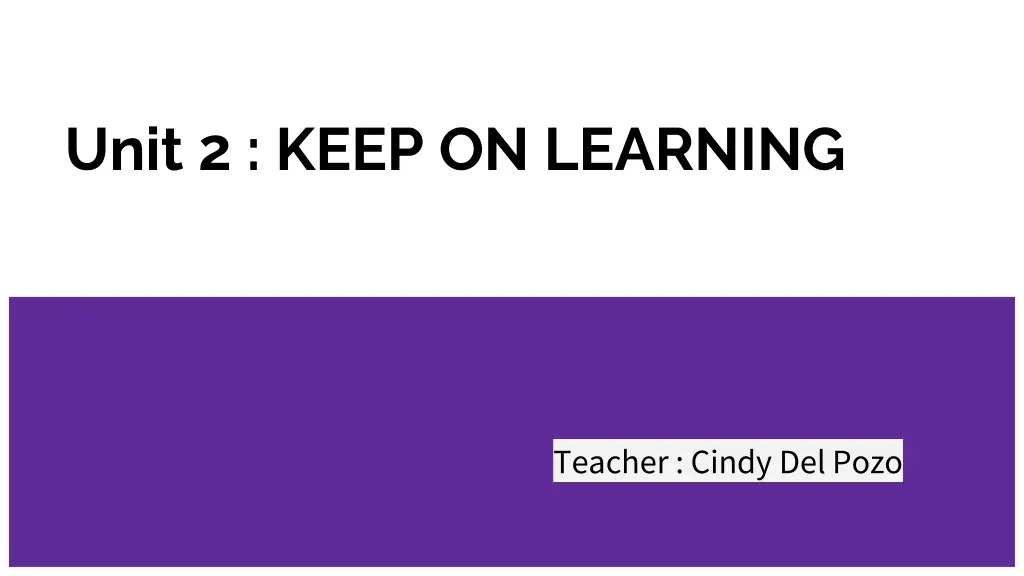 unit 2 keep on learning