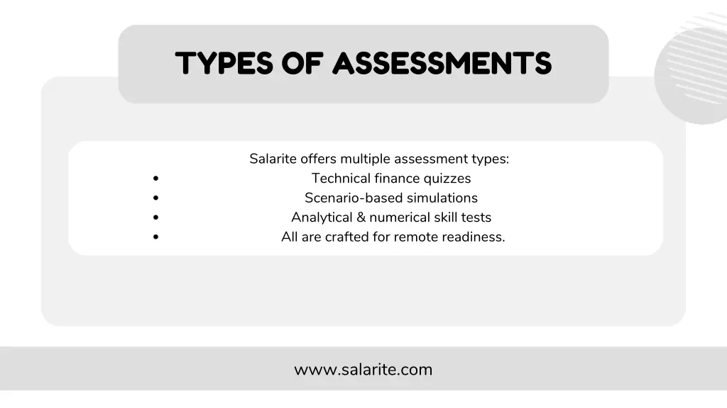 types of assessments