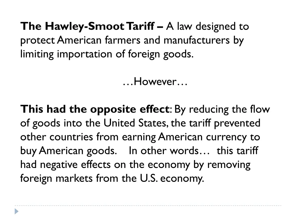 the hawley smoot tariff a law designed to protect