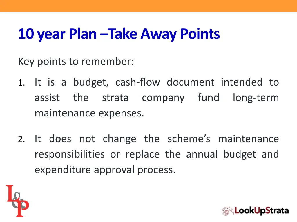10 year plan take away points