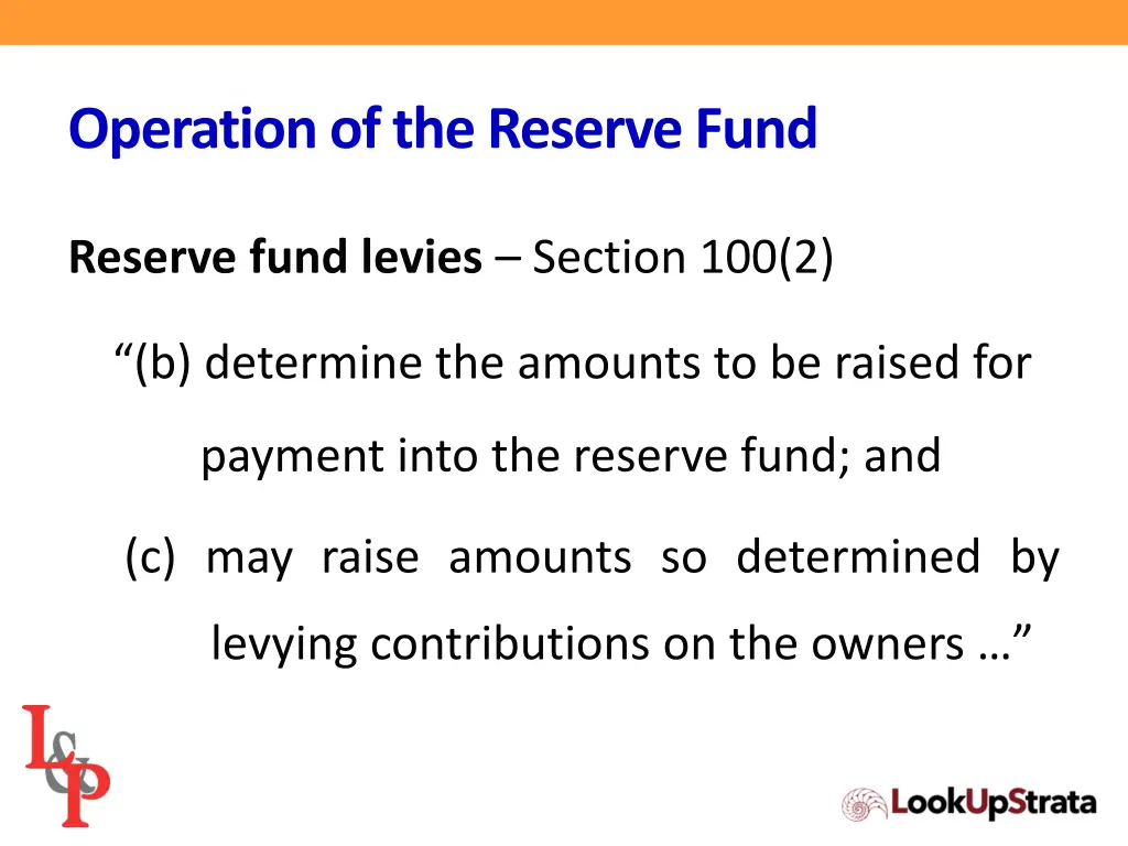 operation of the reserve fund 3