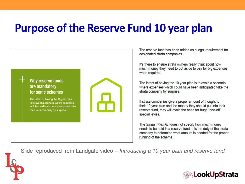 purpose of the reserve fund 10 year plan 2