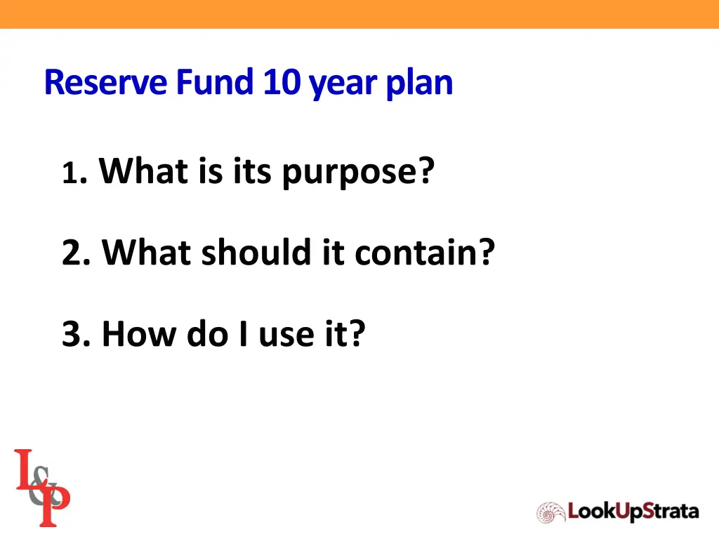reserve fund 10 year plan