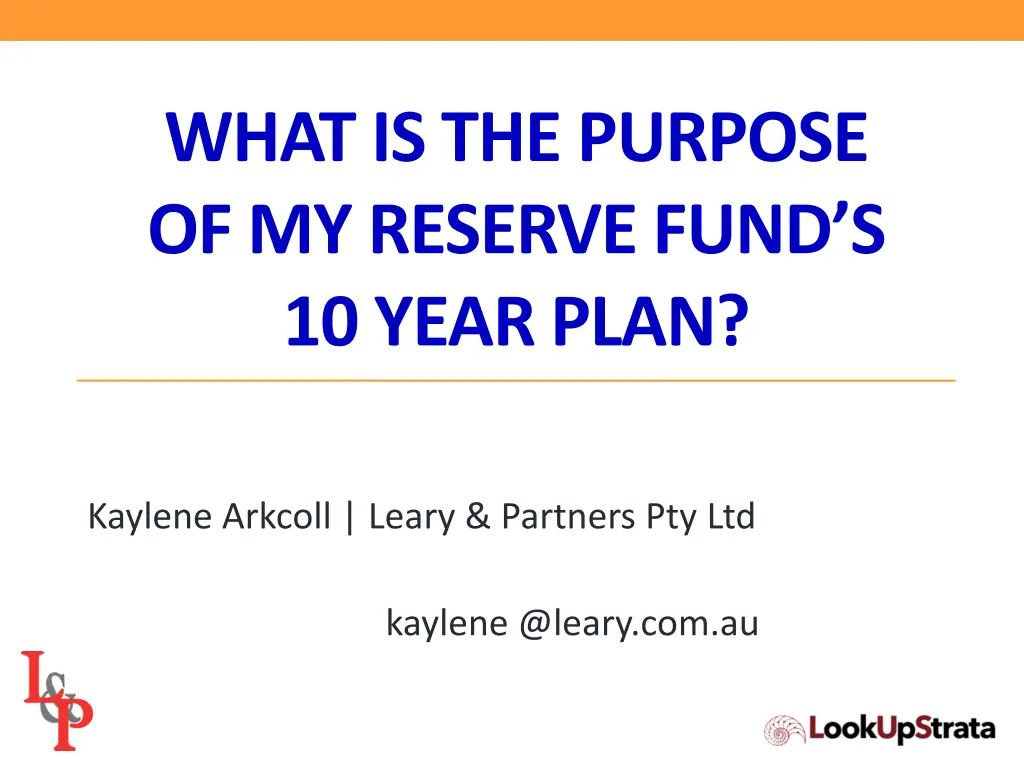 what is the purpose of my reserve fund s 10 year