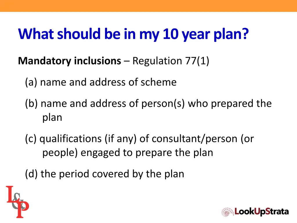 what should be in my 10 year plan 1
