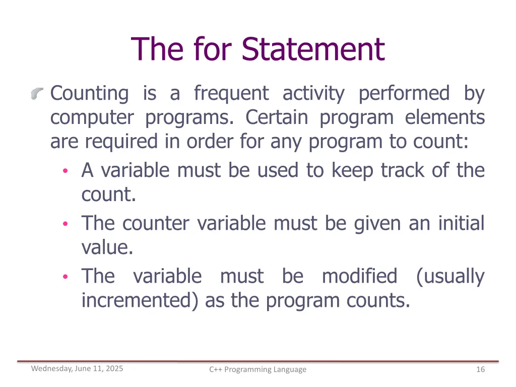 the for statement 2