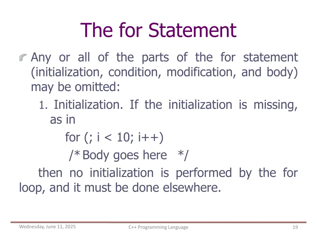 the for statement 3