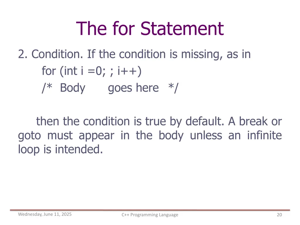 the for statement 4