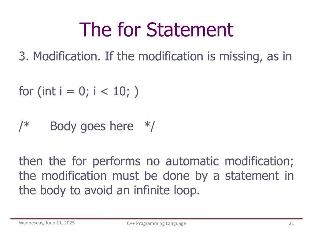 the for statement 5