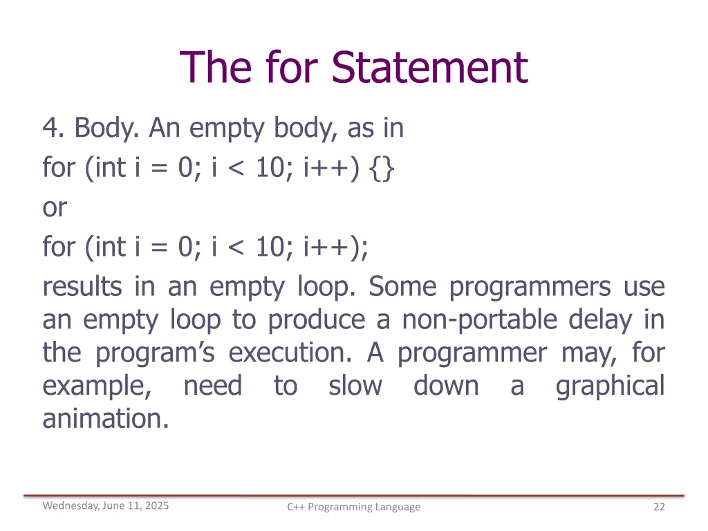 the for statement 6