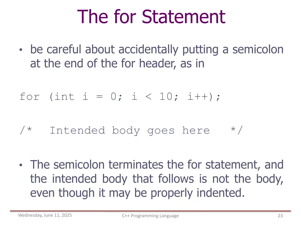 the for statement 7