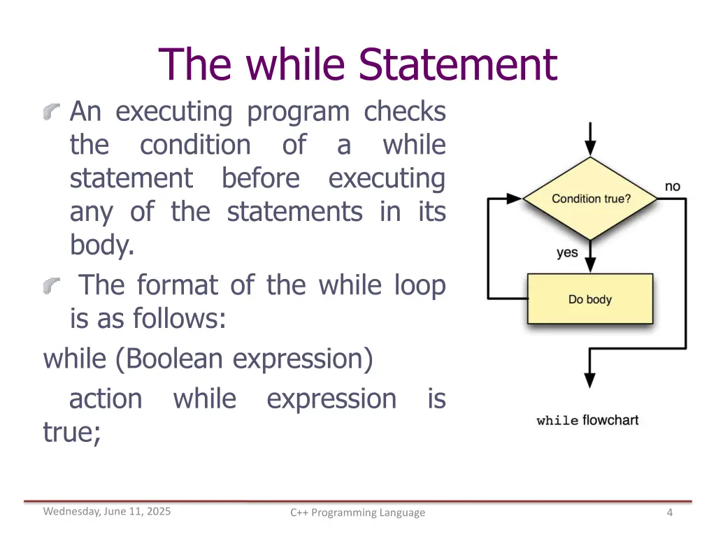 the while statement an executing program checks