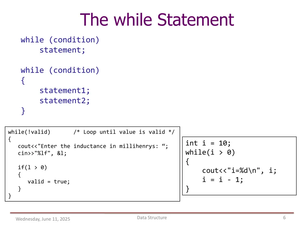 the while statement